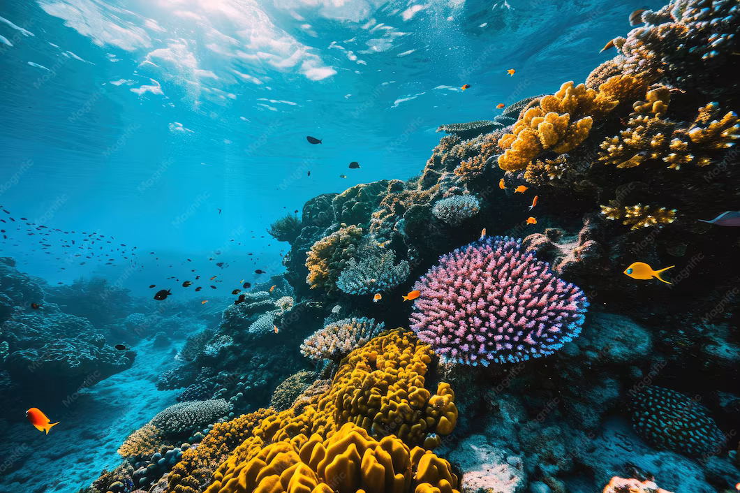 A coral reef alive with fish